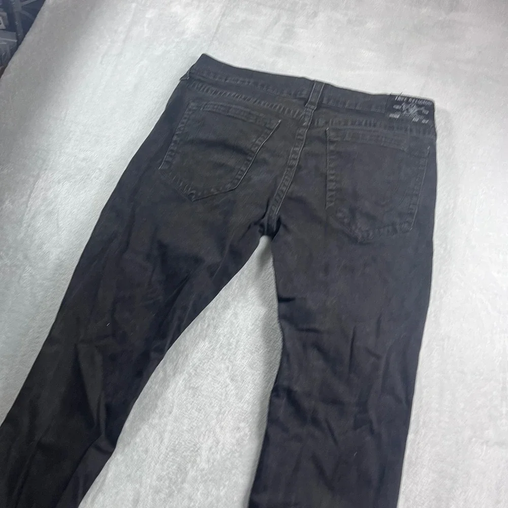 True Religion Geno Relaxed Slim Black Denim Jeans Mens Size 38
